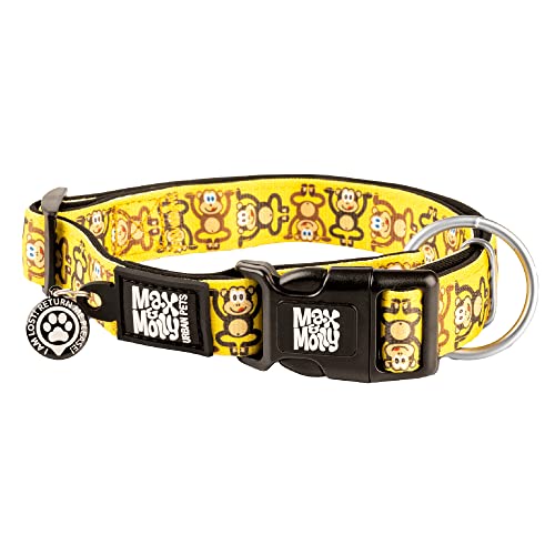 Max & Molly Gotcha! Hundehalsband Halsband Hund mit Smart ID, gepolstertes Neopren Halsband mit Design für kleine Hunde, wasserdicht, bequem, verstellbar, Monkey Maniac, S von Max & Molly Urban Pets