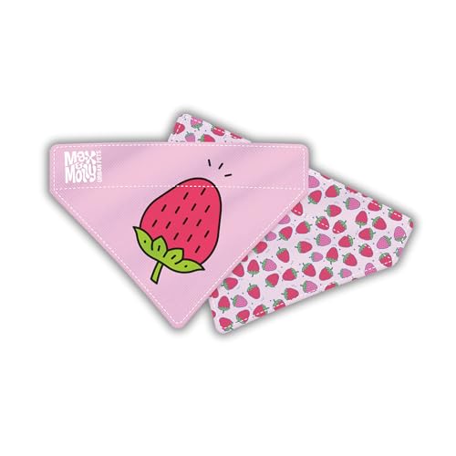 Max & Molly Wendehalstuch aus Stoff für Hunde und Katzen, um Bandana sicher an Ort und Stelle zu halten (rosa Erdbeeren, Mittelgroß) von Max & Molly Urban Pets