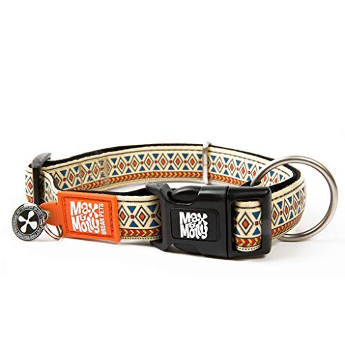 Max & Molly Gotcha! Hundehalsband Halsband Hund mit Smart ID, gepolstertes Neopren Halsband mit Design für kleine, mittelgroße & große Hunde, wasserdicht, bequem, verstellbar, Ethnic, XS von Max & Molly