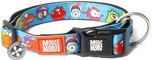 Max & Molly Smart-ID-Hundehalsband mit Gotcha! QR-Tag und individuelles Haustierprofil, weich gepolstertes Neopren, wasserdicht, Monster, S (27,9–45,7 cm) von Max & Molly