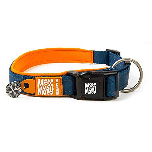 Max & Molly Matrix Smart ID Hundehalsband, Ultra bequem, gepolstert, Neopren, Sport, mit reflektierenden Nähten und Schutz für verlorene Haustiere, Größe M, Orange von Max & Molly Urban Pets