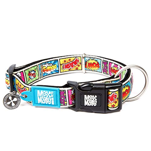 Max & Molly Gotcha! Hundehalsband Halsband Hund mit Smart ID, gepolstertes Neopren Halsband mit Design für kleine Hunde, wasserdicht, bequem, verstellbar, Comic, S von Max & Molly Urban Pets