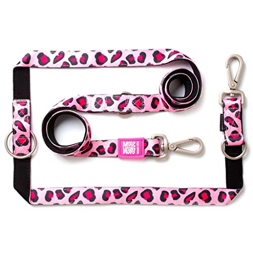 Max & Molly Multifunktions Hundeleine 2m mit 2 Karabinern, Leopard Pink/XS Umhängeleine Gepolstert, Sicher & Flexibel – Komfort für deinen treuen Begleiter von Max & Molly Urban Pets