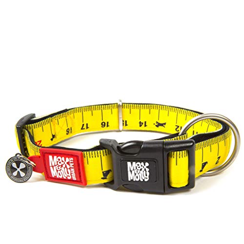 Max & Molly Gotcha! Hundehalsband Halsband Hund mit Smart ID, gepolstertes Neopren Halsband mit Design für kleine Hunde, wasserdicht, bequem, verstellbar, Ruler, S von Max & Molly Urban Pets