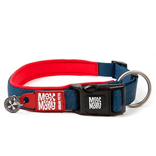 Max & Molly Hundehalsband aus Neopren, gepolstert, mit reflektierenden Nähten und intelligentem Erkennungsmarken, Größe L, Rot von Max & Molly Urban Pets