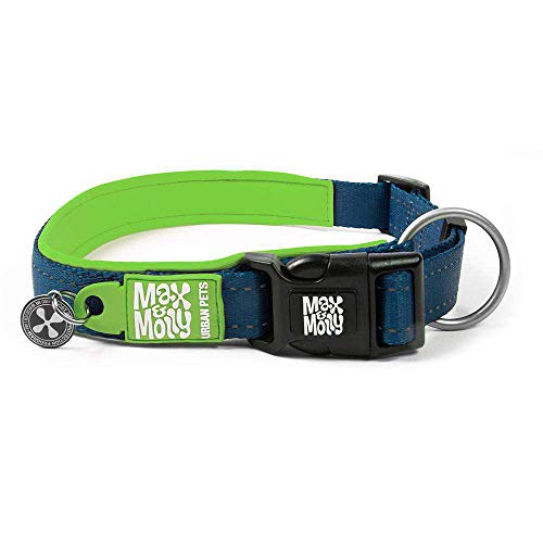 Max & Molly Matrix Smart ID Hundehalsband, Ultra bequem, gepolstert, Neopren, Sport, mit reflektierenden Nähten und Schutz für verlorene Haustiere, Grün, Größe L von Max & Molly