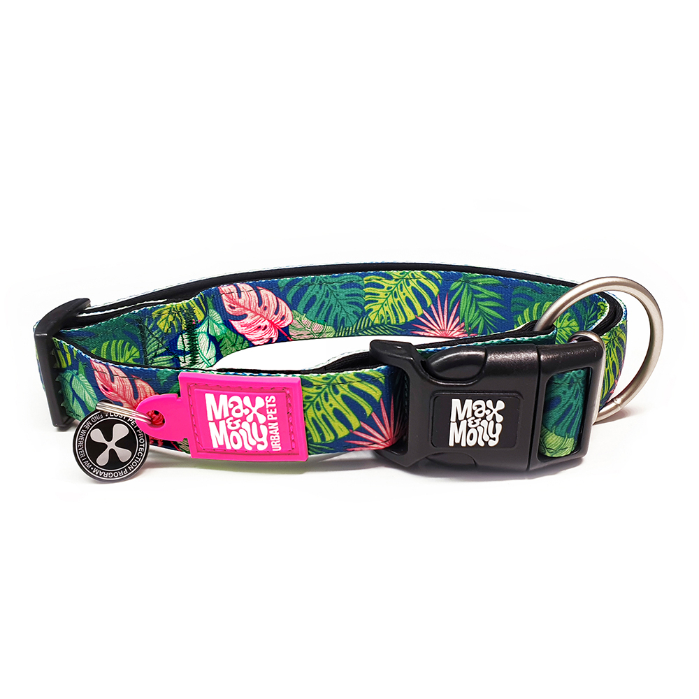 Max & Molly Smart ID Halsband Tropical - Größe M: 34 - 55 cm Halsumfang, 20 mm breit von Max & Molly