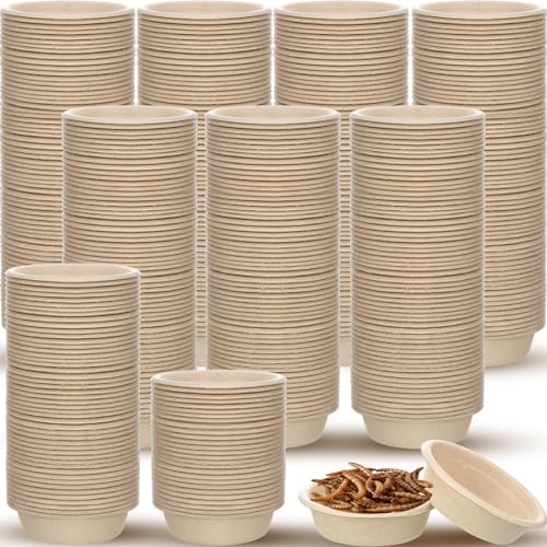 Maxcheck 500 Stück Papier-Gecko-Futterbecher, 28 ml, Futter- und Wassernäpfe, kleine Reptilien-Futterstation, Ersatzbecher, Schale, Zubehör für Gecko, Eidechsen, Spinnen, kleine Haustiere von Maxcheck