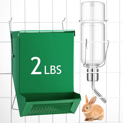 Maxcheck Kaninchen-Futterspender und 340 ml Wasserflasche für Käfige, Tierfutter, Wasserspender mit Deckel, Metall-Futterspender für Meerschweinchen, Hamster, Chinchillas, Rennmäuse und andere Maxcheck Kaninchen-Futterspender und 340 ml Wasserflasche für Käfige, Tierfutter, Wasserspender mit Deckel, Metall-Futterspender für Meerschweinchen, Hamster, Chinchillas, Rennmäuse und andere von Maxcheck