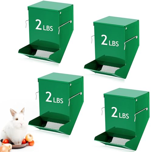 Maxcheck Kleintier-Futterspender mit Deckel, Schwerkraft-Futterspender für Kaninchen, Kleintiere, für Kaninchen, Meerschweinchen, 4 Stück von Maxcheck