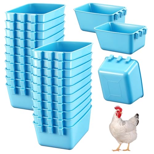 Maxdot 20 Stück Käfigbecher, Hühner-Futterstation, Bewässerung, 473 ml, Vogel-Futterspender zum Aufhängen, Hasenkäfig, Huhn, Wassernapf für Haustiere, Papageien, Hahn, Sittiche, Wildfaule, Geflügel von Maxdot