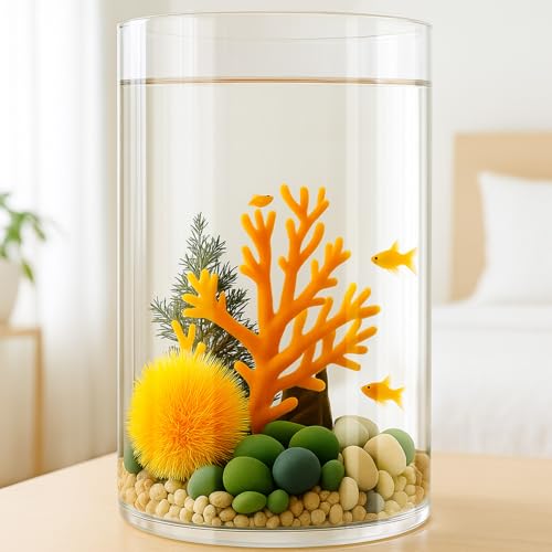 Maxdot Glas-Fischschale, transparent, zylindrisch, Betta-Schale für klare 360°-Ansicht, für Anfänger, tropisches Betta-Goldfisch-Aquarium, Hydrokultur-Pflanzgefäß, Blumenbehälter Maxdot Glas-Fischschale, transparent, zylindrisch, Betta-Schale für klare 360°-Ansicht, für Anfänger, tropisches Betta-Goldfisch-Aquarium, Hydrokultur-Pflanzgefäß, Blumenbehälter von Maxdot