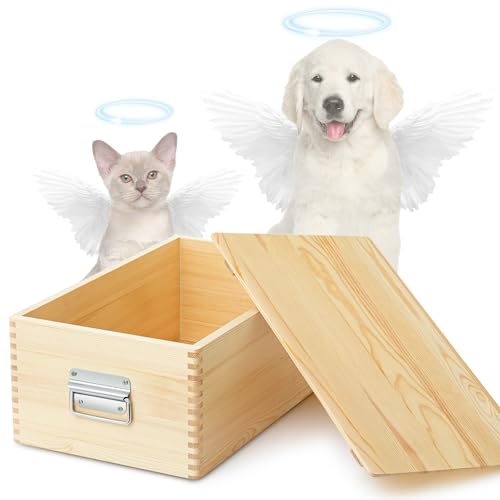 Maxdot Haustier-Schatulle für Hunde und Katzen, Holzbeerdigung, Haustier-Verlusts-Sarg, pelziger Verlust, Geschenk für Tierbeerdigung, handgefertigtes Naturholz, innen 48,3 cm L × 27,9 cm B × 17,8 cm Maxdot Haustier-Schatulle für Hunde und Katzen, Holzbeerdigung, Haustier-Verlusts-Sarg, pelziger Verlust, Geschenk für Tierbeerdigung, handgefertigtes Naturholz, innen 48,3 cm L × 27,9 cm B × 17,8 cm von Maxdot