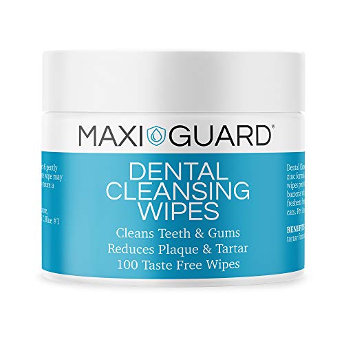 Maxi-Guard Zahnreinigungstücher für Hunde, Katzen, Pferde und Begleittiere (100 Tücher), hellblau/weiß von Maxi Guard