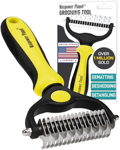 Maxpower Planet Pet Grooming Brush - Double Sided Shedding and Dematting Undercoat Rake Comb for Dogs and Cats,Extra Wide,Yellow Maxpower Planet Pet Grooming Brush - Double Sided Shedding and Dematting Undercoat Rake Comb for Dogs and Cats,Extra Wide,Yellow von Maxpower Planet