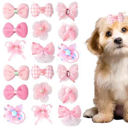 Maxqzin Hundehaarschleifen, kleine Größe, niedlich, Welpen, Hunde, Schleife, Haarschleife, Blumenball, Schleife, Kopfknoten für Welpen, Katzen, Kätzchen, Rosa, 18 Stück Maxqzin Hundehaarschleifen, kleine Größe, niedlich, Welpen, Hunde, Schleife, Haarschleife, Blumenball, Schleife, Kopfknoten für Welpen, Katzen, Kätzchen, Rosa, 18 Stück von Maxqzin