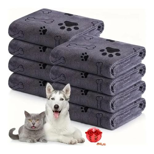 MaxtiL Hundehandtuch 4-teiliges Hundebadetuch, Hundemäntel for nach dem Bad, 40 x 24 Zoll, schnelltrocknende Badeprodukte for große, mittelgroße und kleine Hunde(Gray) von MaxtiL