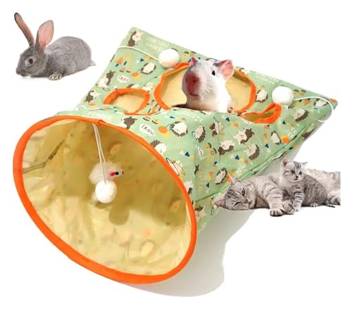 MaxtiL katzentunnel Katzentunneltasche, 3 Schichten, Haustier-Kätzchen-Tunnel, kleine Haustiere, Bohreimer, faltbar, interaktives Katzenspielzeug mit Plüschball (Color : Style3, Size : One Size) von MaxtiL