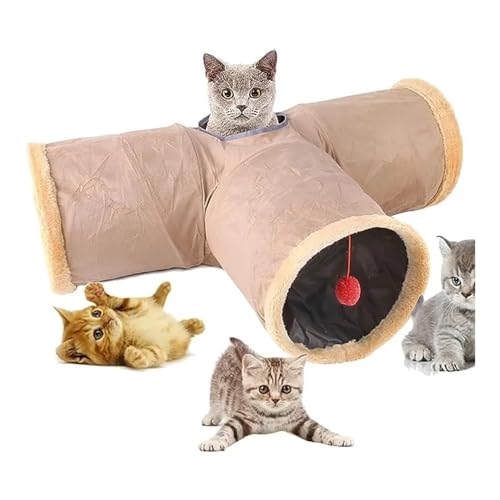MaxtiL katzentunnel Zusammenklappbares Katzentunnelspielzeug, Plüsch-Katzenhöhlentunnel mit baumelndem Plüschball for den Spieltunnel for Verstecken und Suchen von Haustierkatzen (Color : A, Size : von MaxtiL