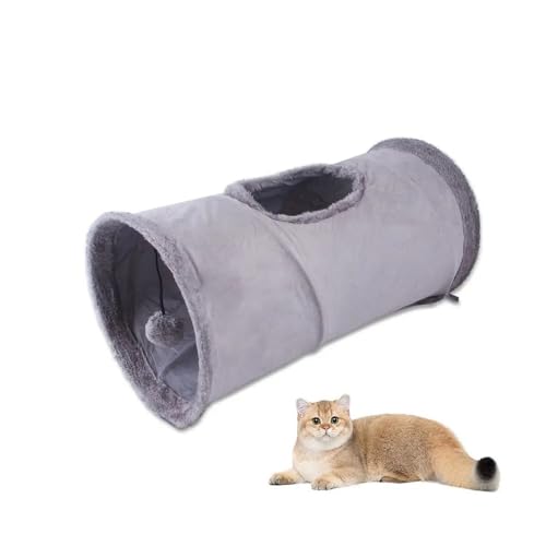 MaxtiL katzentunnel Zusammenklappbares Wildleder-Stoff-Welpen-Kaninchen-Spiel-Chase-Versteck-Tunnelrohr, Indoor-Spiel-Versteck-Trainings-Haustierspielzeug (Color : Gray) von MaxtiL