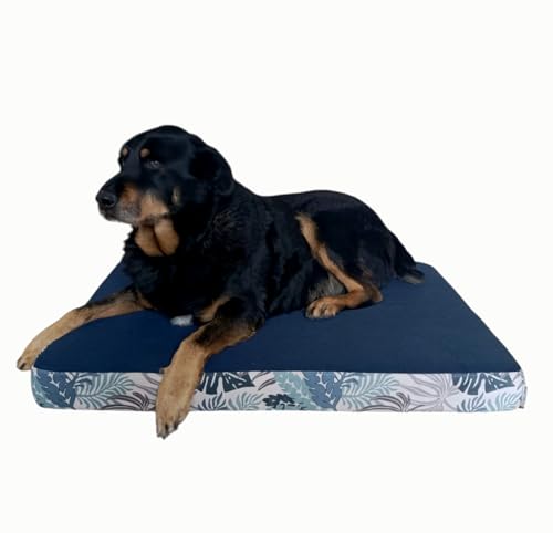 Maxtin Großes Hundebett, 80 x 60 x 8,5 cm, orthopädische Matratze für große Hunde mit Memory-Schaum, wasserabweisender und waschbarer Bezug (Blau, L) von Maxtin