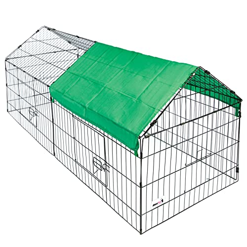 MaxxPet Freilaufgehege - Kaninchenstall & andere Kleintiere - Sonnengeschütztes - Hasen - Rostfreiem Stahl - 180x50x75cm - Hasenstall Draußen Winterfest - Grun von MaxxPet