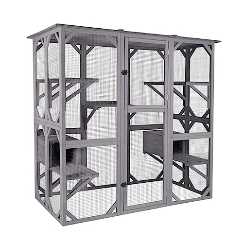 MaxxPet Großer Katzenkäfig - Mit Mehrere Ebenen und Plattformen - Katzenrennen - Katzenvoliere - Katzengehege - 181x70x180cm - Weiß MaxxPet Großer Katzenkäfig - Mit Mehrere Ebenen und Plattformen - Katzenrennen - Katzenvoliere - Katzengehege - 181x70x180cm - Weiß von MaxxPet