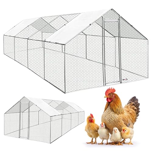 MaxxPet Hühnerstall Winterfest – Voliere hühner für aussen - Freilaufgehege hühner 3x8x2m - Hühnerhaus aus Metall – Chicken coop mit wasserdichte und UV-beständige Abdeckung von MaxxPet