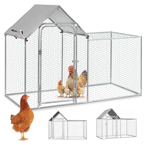 MaxxPet Hühnerstall Winterfest – Voliere hühner für aussen - Freilaufgehege hühner 2x1x1,5m - Hühnerhaus aus Metall – Chicken coop mit wasserdichte und UV-beständige Abdeckung von MaxxPet
