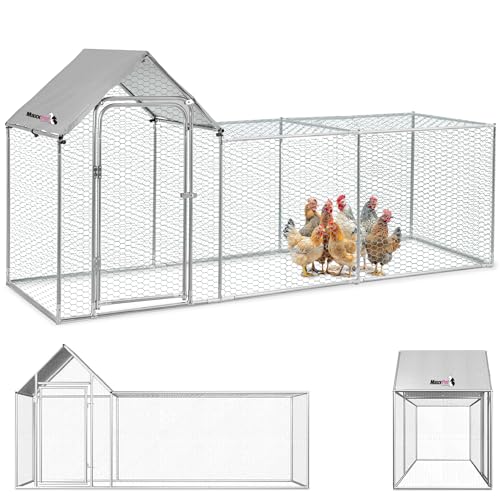 MaxxPet Hühnerstall Winterfest – Voliere hühner für aussen - Freilaufgehege hühner 3x1x1,5m - Hühnerhaus aus Metall – Chicken coop mit wasserdichte und UV-beständige Abdeckung von MaxxPet