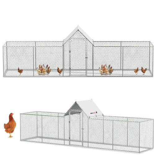 MaxxPet Hühnerstall Winterfest – Voliere hühner für aussen - Freilaufgehege hühner 5x1x1,5m - Hühnerhaus aus Metall – Chicken coop mit wasserdichte und UV-beständige Abdeckung von MaxxPet