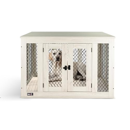 MaxxPet Hundebox Holz, Hundebox für Zuhause, Hundekäfig, Hundehütte Indoor, Gitterbox Hund, Mit 2 Türen, Dog Crate, Hundehaus Wohnzimmer, 94x60x72cm, Grau MaxxPet Hundebox Holz, Hundebox für Zuhause, Hundekäfig, Hundehütte Indoor, Gitterbox Hund, Mit 2 Türen, Dog Crate, Hundehaus Wohnzimmer, 94x60x72cm, Grau von MaxxPet
