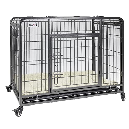 MaxxPet Hundebox - Hundekäfig - Faltbarer Metall-Hundekäfig - Inklusive Hundekissen - Hundetransportbox - Hundebox Große und Kleine Hunde - Stahl - Schwarz - 94x58x70 cm von MaxxPet