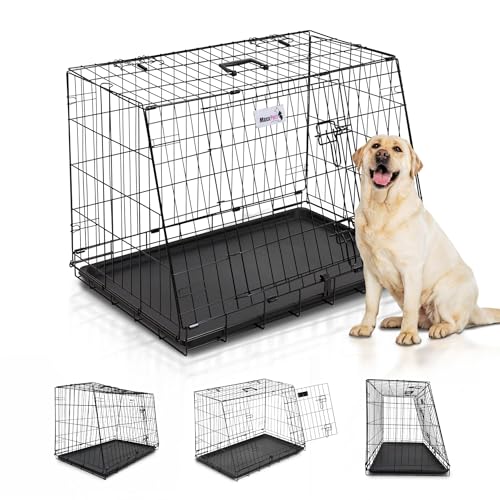 MaxxPet Hundebox - Hundekäfig - Hundetransportbox - Faltbar - 2 Türen - inklusive Hundekissen - Transport - 91x57x64 cm - Schwarz von MaxxPet