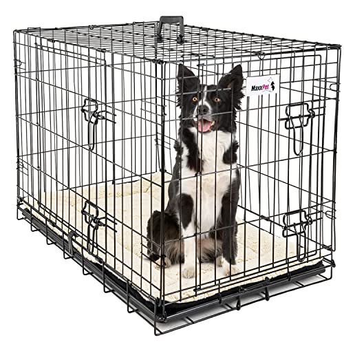 MaxxPet Hundebox Metall - Hundebox für Zuhause - Hundekäfig XL mit 2 Türen - Gitterbox Große Hunde - Faltbare Dog Crate Mit Hundekissen und Trinknapf - Hundehütte Indoor, Outdoor 107x71x76cm - Schwarz MaxxPet Hundebox Metall - Hundebox für Zuhause - Hundekäfig XL mit 2 Türen - Gitterbox Große Hunde - Faltbare Dog Crate Mit Hundekissen und Trinknapf - Hundehütte Indoor, Outdoor 107x71x76cm - Schwarz von MaxxPet
