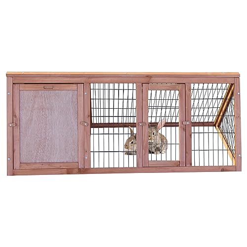 MaxxPet Kaninchenstall mit Auslauf – Hasenstall Draußen Winterfest – Kaninchenhaus – Kaninchenkäfig – Nagetierkäfig – 118x52x45cm - Braun von MaxxPet