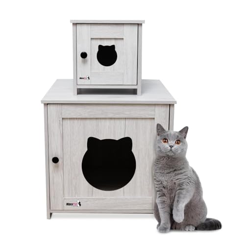 MaxxPet Katzenhaus - Katzenschrank Indoor und Outdoor - Katzenhöhle - Katzenschrank für Katzentoilette - Cat House - 30x30x30 cm - Katzenklo Schrank - Gris von MaxxPet