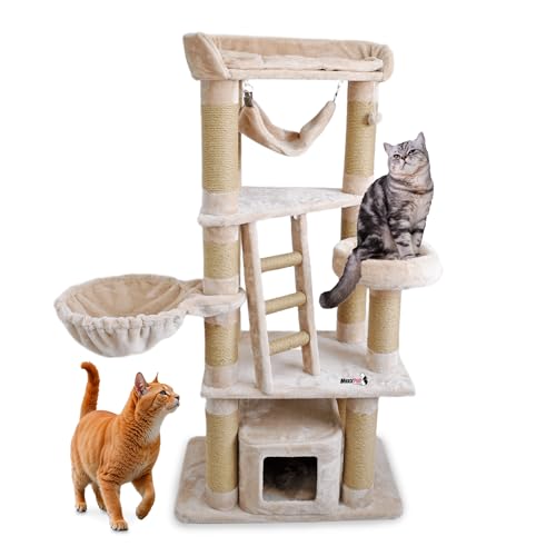 MaxxPet Kratzbaum - Katzenspielzeug- Krabton - Katzenhaus -1 Kuschelhäuser -Mehrere Ebenen - 80x50x160 cm - Grau MaxxPet Kratzbaum - Katzenspielzeug- Krabton - Katzenhaus -1 Kuschelhäuser -Mehrere Ebenen - 80x50x160 cm - Grau von MaxxPet