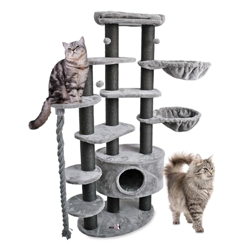 MaxxPet Kratzbaum - Katzenspielzeug- Krabton - Katzenhaus -1 Kuschelhaus -Mehrere Ebenen - 70x50x174 cm - Grau MaxxPet Kratzbaum - Katzenspielzeug- Krabton - Katzenhaus -1 Kuschelhaus -Mehrere Ebenen - 70x50x174 cm - Grau von MaxxPet