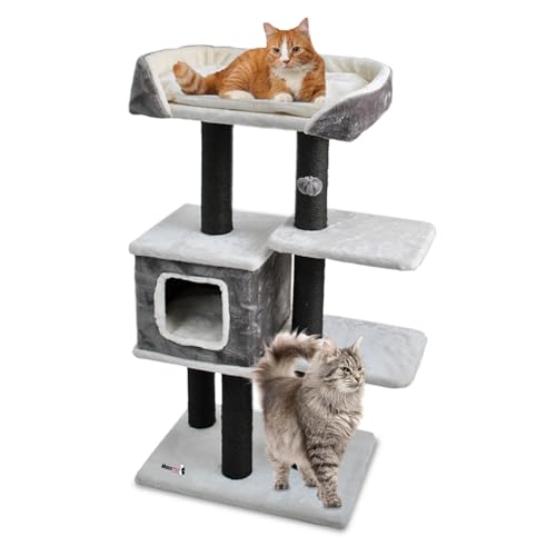 MaxxPet Kratzbaum - Katzenspielzeug - Krabton - Katzenhaus - 3 Aussichtsplattformen - 1 Kuschelhäuser - 60x40x120 cm - Grau MaxxPet Kratzbaum - Katzenspielzeug - Krabton - Katzenhaus - 3 Aussichtsplattformen - 1 Kuschelhäuser - 60x40x120 cm - Grau von MaxxPet