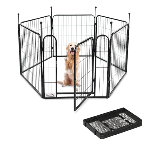MaxxPet Welpenauslauf - Laufstall Hund - Welpenlaufstall Hundegitter Wohnung - Faltbarer Außen Laufstall - verstellbares Außengehege - 6 Paneele - 60x60 cm von MaxxPet