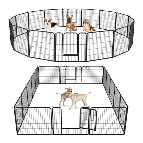 MaxxPet Welpenaufstall - Freilaufgehe für Hund, Welpen & andere Haustiere - Tierlaufstall - Faltbarer Außen Laufstall - verstellbares Außengehege - 16 Paneele - 80x60 cm von MaxxPet