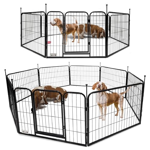 MaxxPet Welpenauslauf - Laufstall Hund - Welpenlaufstall Hundegitter Wohnung - Faltbarer Außen Laufstall - verstellbares Außengehege - 8 Paneele - 80x60 cm von MaxxPet