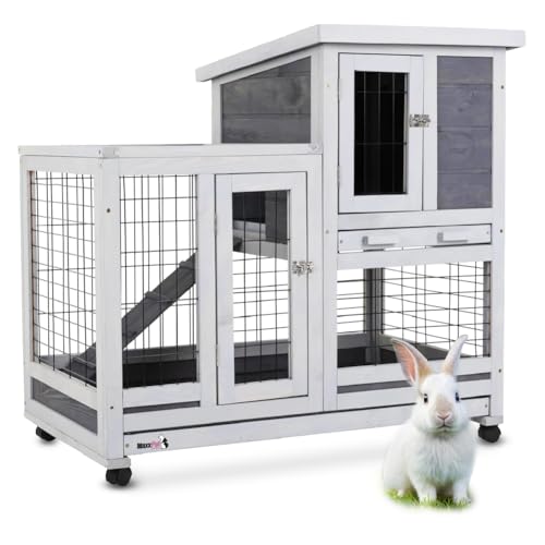 MaxxPet Kaninchenhaus - Kaninchenauslauf - Kaninchenstall - Kaninchenhaus aus Holz für draußen - 95x63x93cm - Grau MaxxPet Kaninchenhaus - Kaninchenauslauf - Kaninchenstall - Kaninchenhaus aus Holz für draußen - 95x63x93cm - Grau von MaxxTools bv