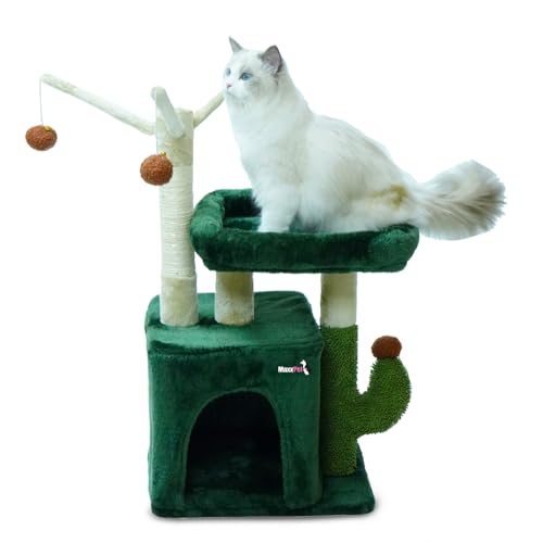 MaxxPet Kratzbaum - Katzenspielzeug Kaktus - Kratztonne - Katzenhaus - Katzenkratzbaum 3 Etagen - 1 Liegeplatz + Katzenhaus mit zusätzlichen Spielzeugen - 40x30x75cm - Grün MaxxPet Kratzbaum - Katzenspielzeug Kaktus - Kratztonne - Katzenhaus - Katzenkratzbaum 3 Etagen - 1 Liegeplatz + Katzenhaus mit zusätzlichen Spielzeugen - 40x30x75cm - Grün von MaxxTools bv