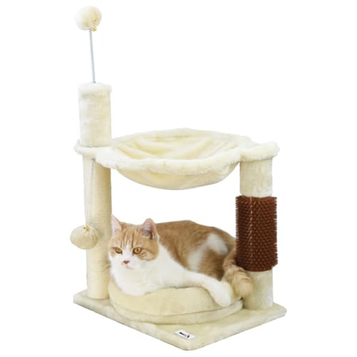 MaxxPet Kratzbaum - Katzenspielzeug - Kratzturm - Kratzbaum mit 2 Ebenen - Kissen + Hängematte mit zusätzlichem Spielzeug - 40x30x64cm - Beige MaxxPet Kratzbaum - Katzenspielzeug - Kratzturm - Kratzbaum mit 2 Ebenen - Kissen + Hängematte mit zusätzlichem Spielzeug - 40x30x64cm - Beige von MaxxTools bv