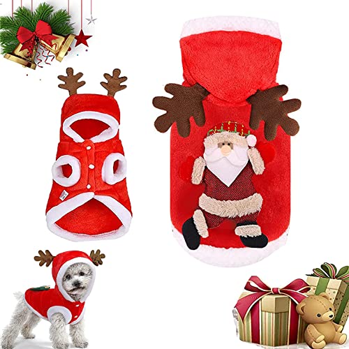 May Huang Hunde Kostüme Weihnachten, Weihnachten Katzen Kleidung, Haustier Weihnachtskostüm, Pet Hoodies warme Hundemantel für Winter Frühling Weihnachten Hundebekleidung (L) von May Huang