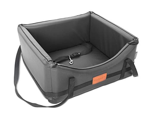 Mayaadi-Home Hundeautositz Kunstleder Hundesitz Hundebett Autokörbchen Autositz Hundesitz Hundedecke Hundekorb Transportbox Pako für Rückbank Vordersitz Dunkelgrau L (65 x 55 cm) von Mayaadi-Home