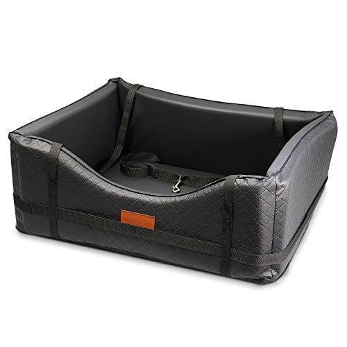 Mayaadi-Home Premiun Hundeautositz - 75 x 65 cm - Hundebett aus hochwertigem Kunstleder - Robuster Autokorb - Pflegeleichter Autositz - Hundekorb bietet optimalen Komfort - Pako Pik - Schwarz - XL von Mayaadi-Home