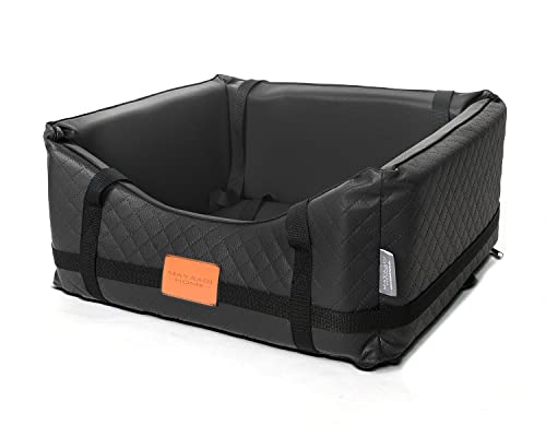 Mayaadi-Home Hundeautositz Kunstleder Hundesitz Hundebett Autokörbchen Hundedecke Hundekorb Transportbox Autositz Gesteppt für Rückbank Vordersitz (L (65x55x25cm), Schwarz) von Mayaadi-Home